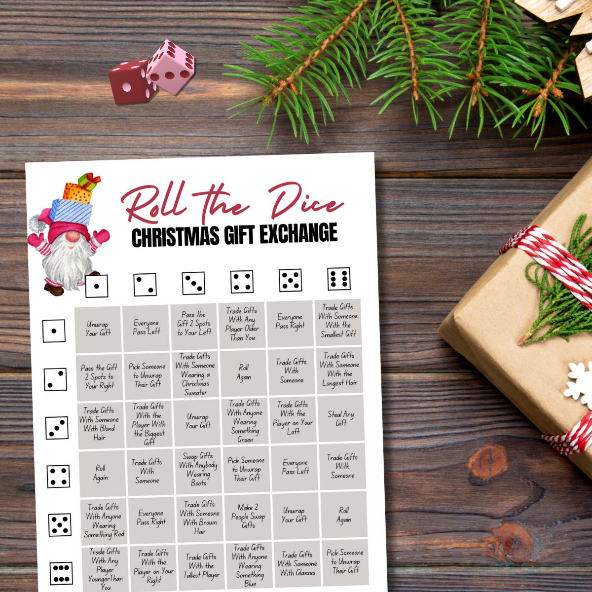 Fun Christmas Gift Exchange Dice Game (Free Printable!) - Leap Of inside White Elephant Christmas Dice Game Printable Free