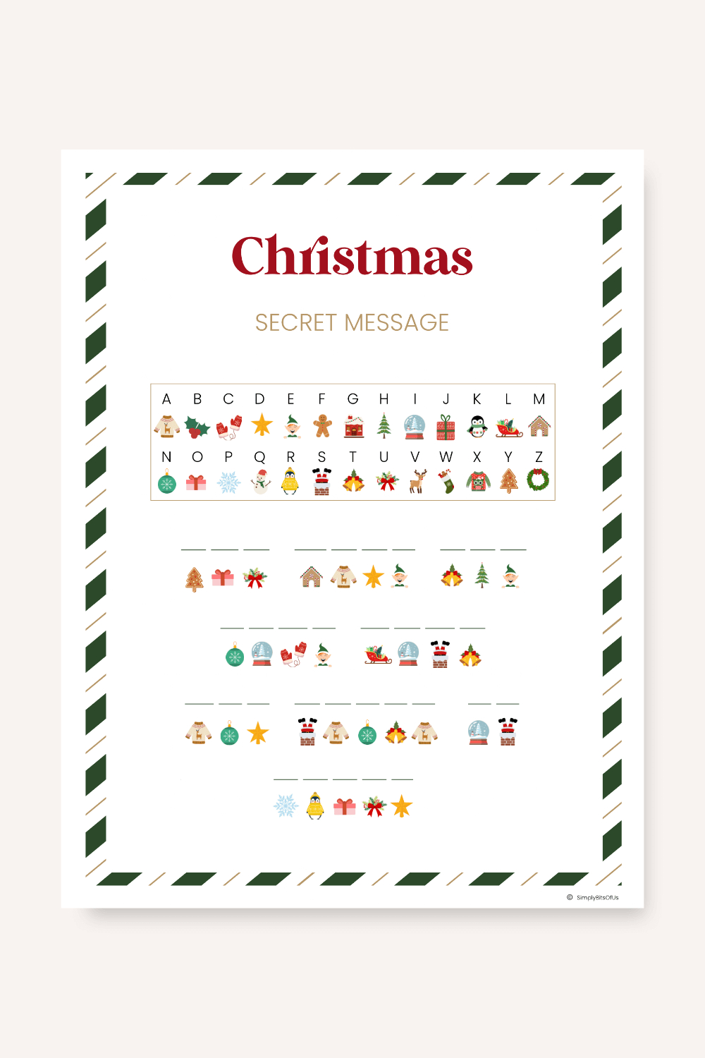 Fun Christmas Secret Message Printable For Kids - Simply Bits Of Us regarding Free Printable Christmas Secret Code Worksheets