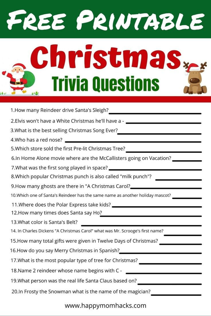 Fun Family Christmas Quiz Questions & Answers -Free Printable inside Christmas Family Quiz Printable