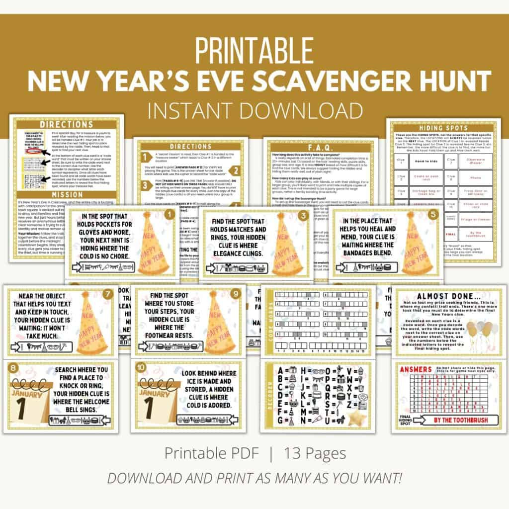Fun Printable New Year&amp;#039;S Eve Scavenger Hunt For Families with New Year&amp;amp;#039;s Scavenger Hunt Printable