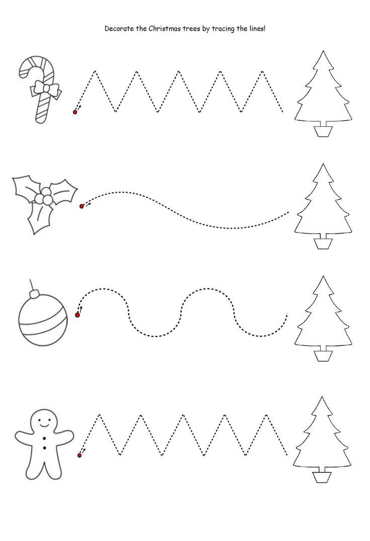 Get The Kids Tracing Lines To Match The Decoration To The Tree pertaining to Christmas Line Tracing Worksheets