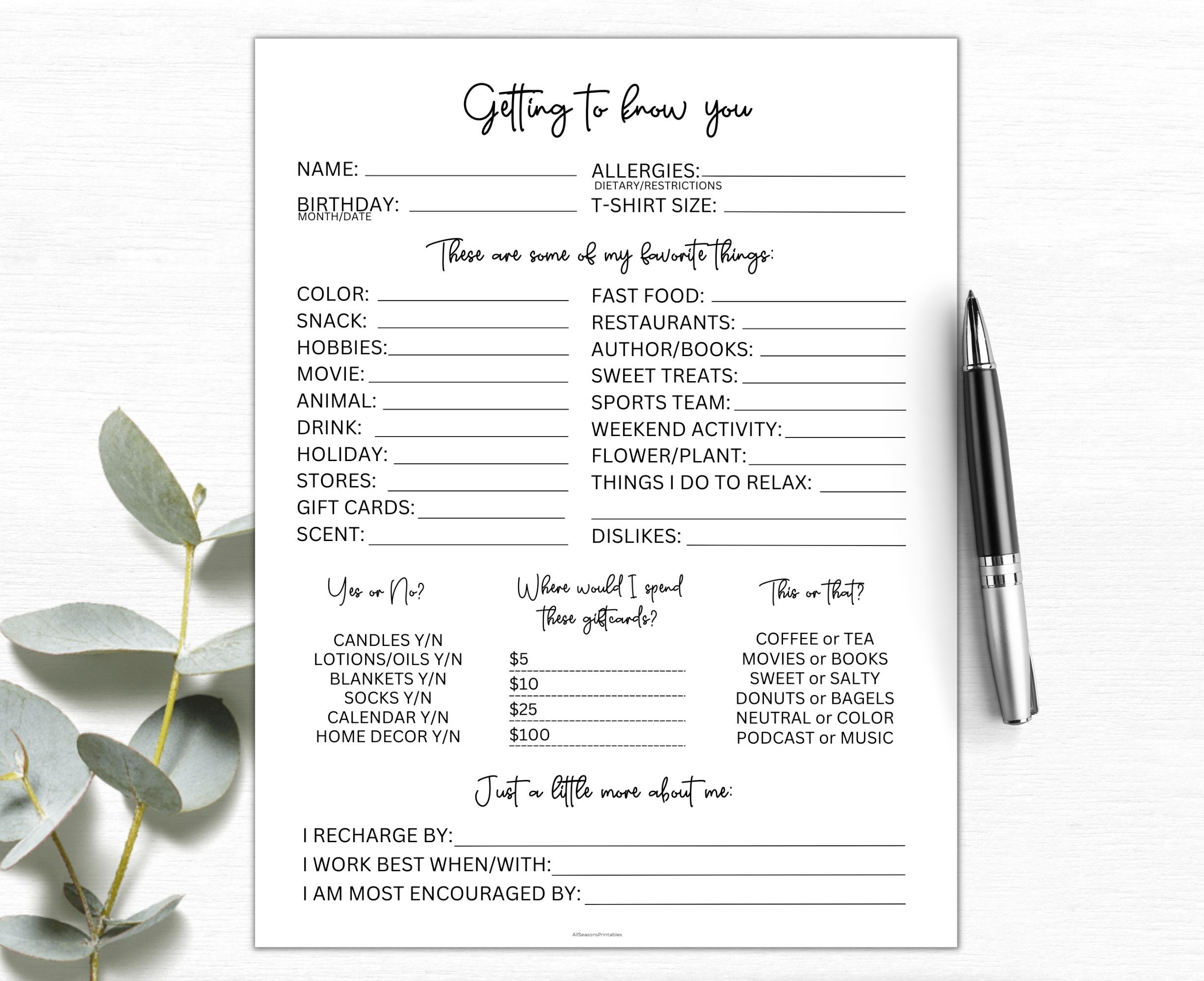 Getting To Know You Printable | Coworker Questions | All About Me inside Coworkers Printable Getting to Know Your Employees Questionnaire Template