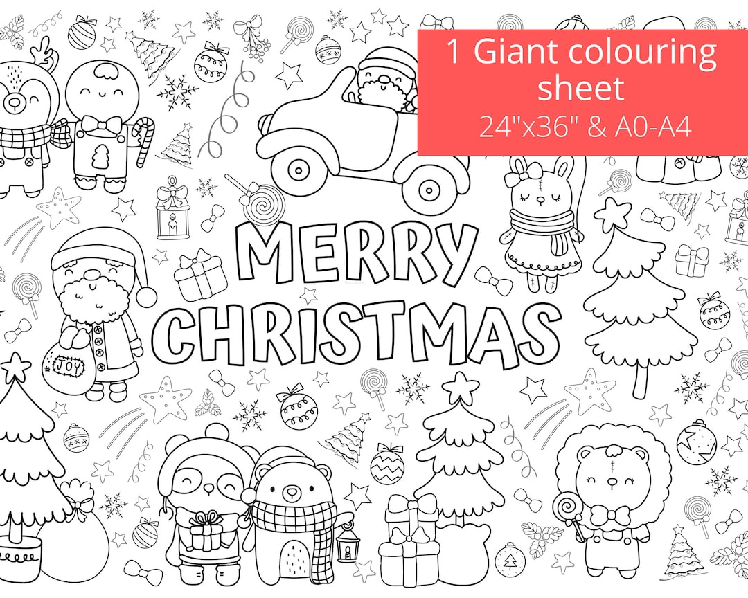 Giant Christmas Coloring Page, Printable Activity Sheet (Digital in Christmas Colouring Printable