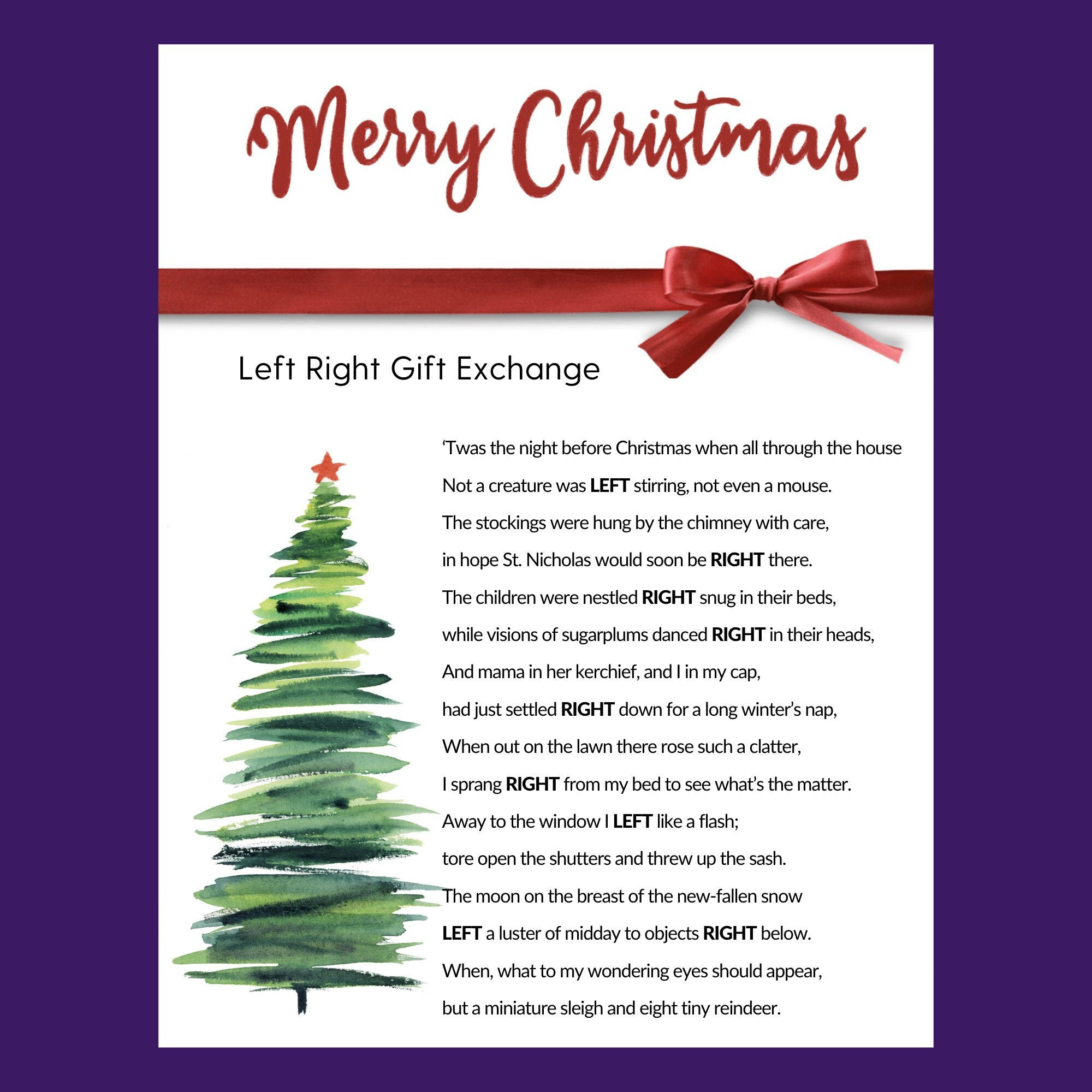 Gift Exchange Game - 'Twas The Night Before Christmas Left Right regarding Twas The Night Before Christmas Gift Exchange Game Printable