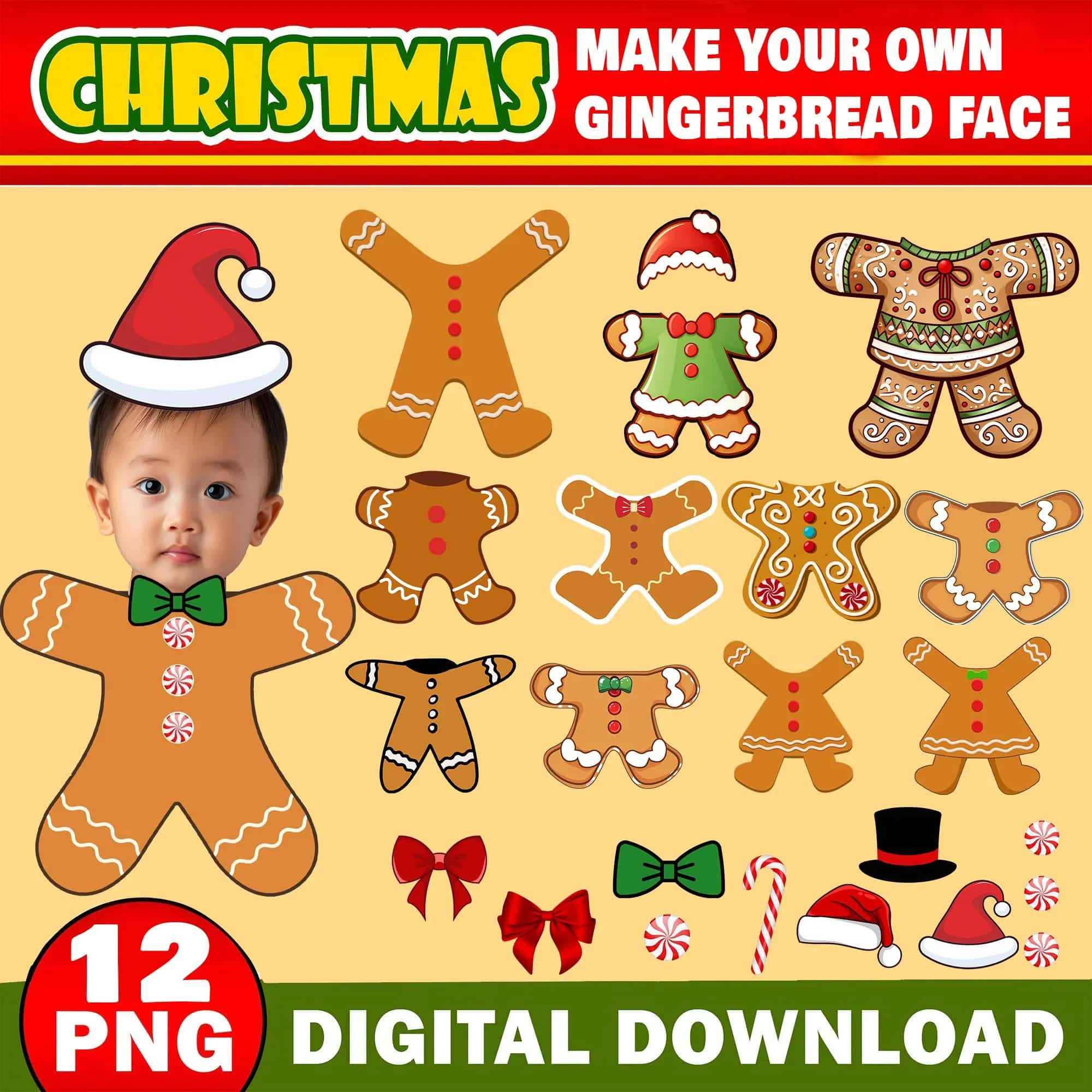 Gingerbread Add Your Own Photo Picture Png Bundle intended for Gingerbread Face Printable