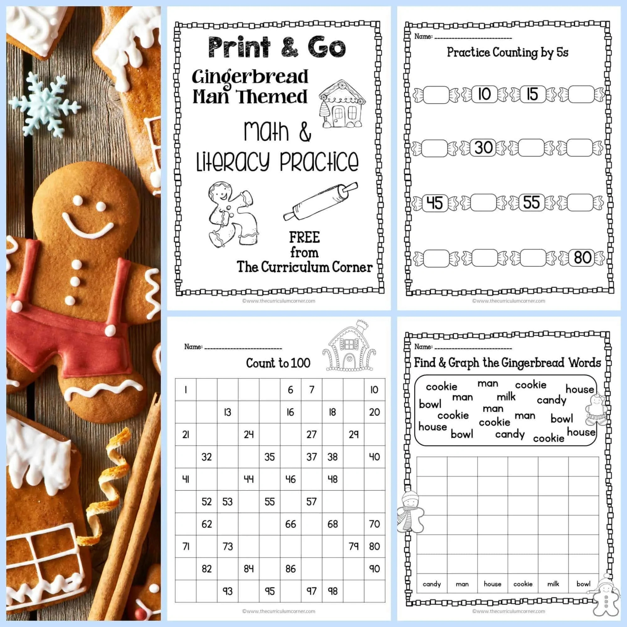 Gingerbread Color Key (Addition & Subtraction) - The Curriculum within Gingerbread Math Worksheets Printable