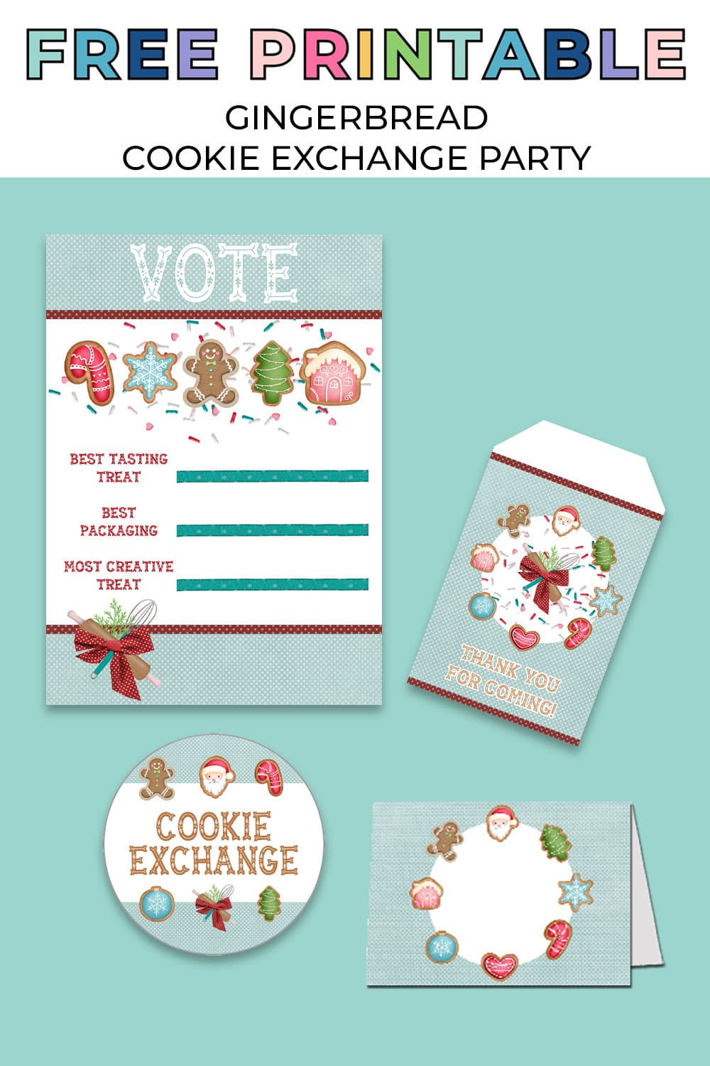 Gingerbread Cookie Exchange Printables throughout Cookie Exchange Labels Printable