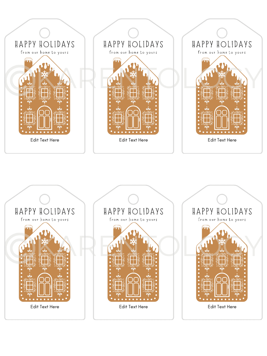 Gingerbread House Gift Tag - Instant Download, Editable, Printable pertaining to Gingerbread Gift Tags Printable