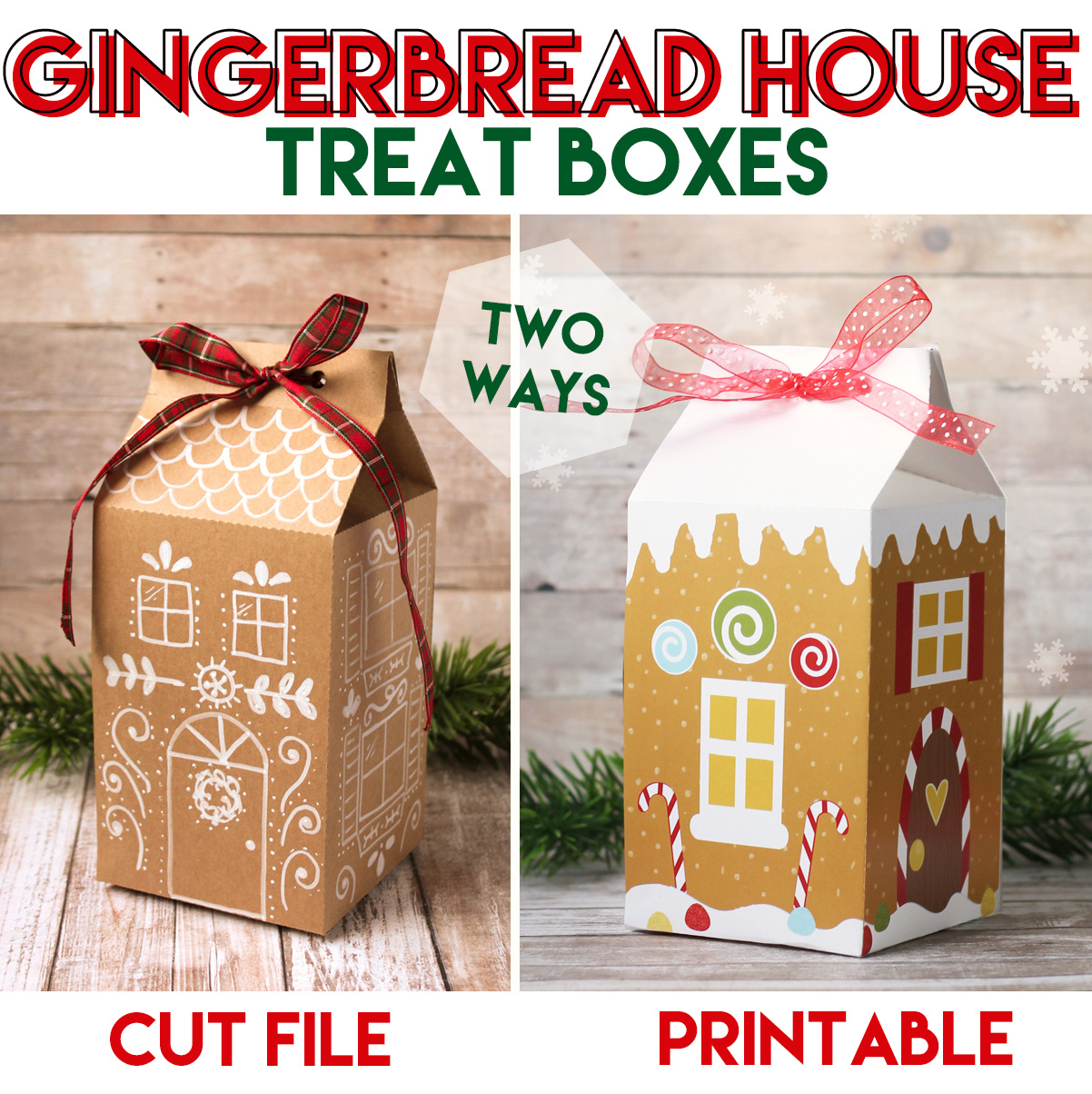 Gingerbread House Treat Box Printable And Cut File pertaining to Gingerbread Treat Box Printable