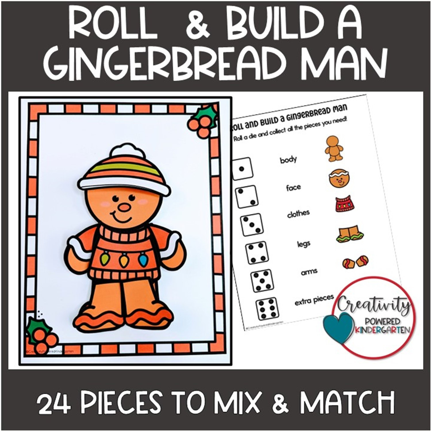 Gingerbread Man Craft For Build Or Roll A Gingerbread Man Dice for Roll a Gingerbread Man Printable