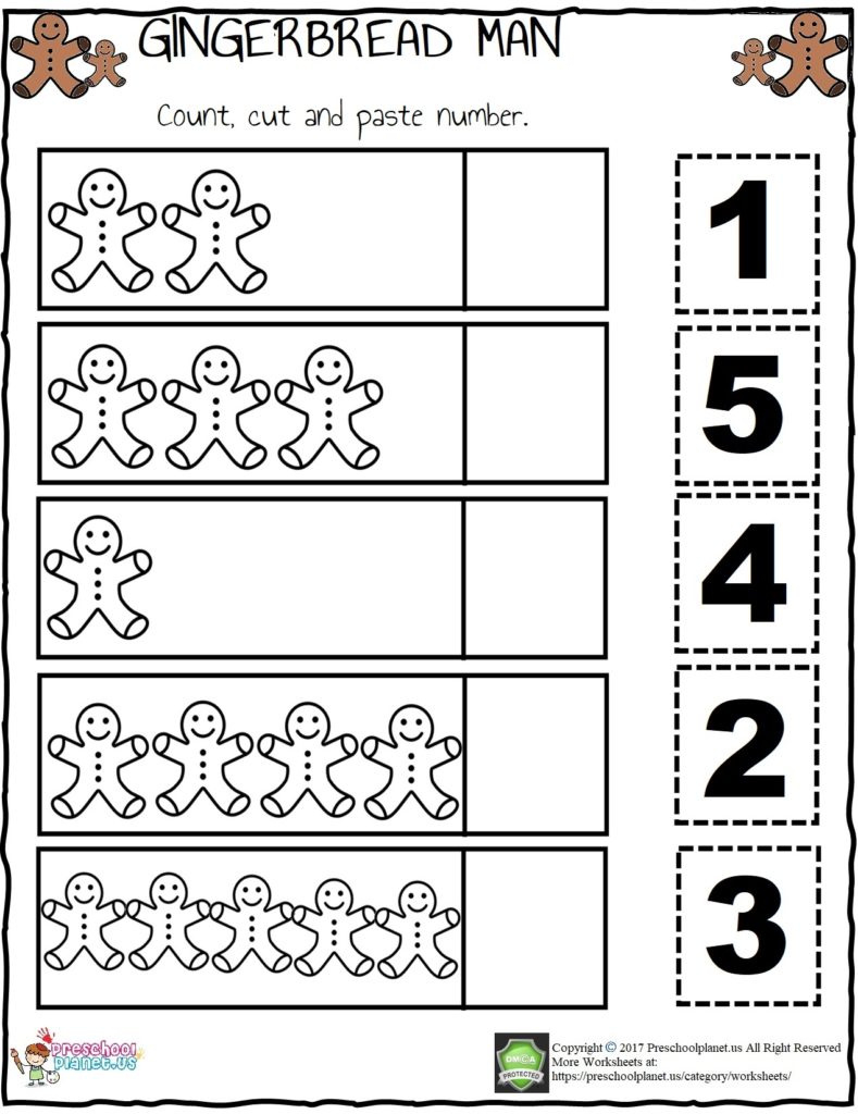 Gingerbread Number Worksheet – Preschoolplanet inside Gingerbread Math Worksheets Printable