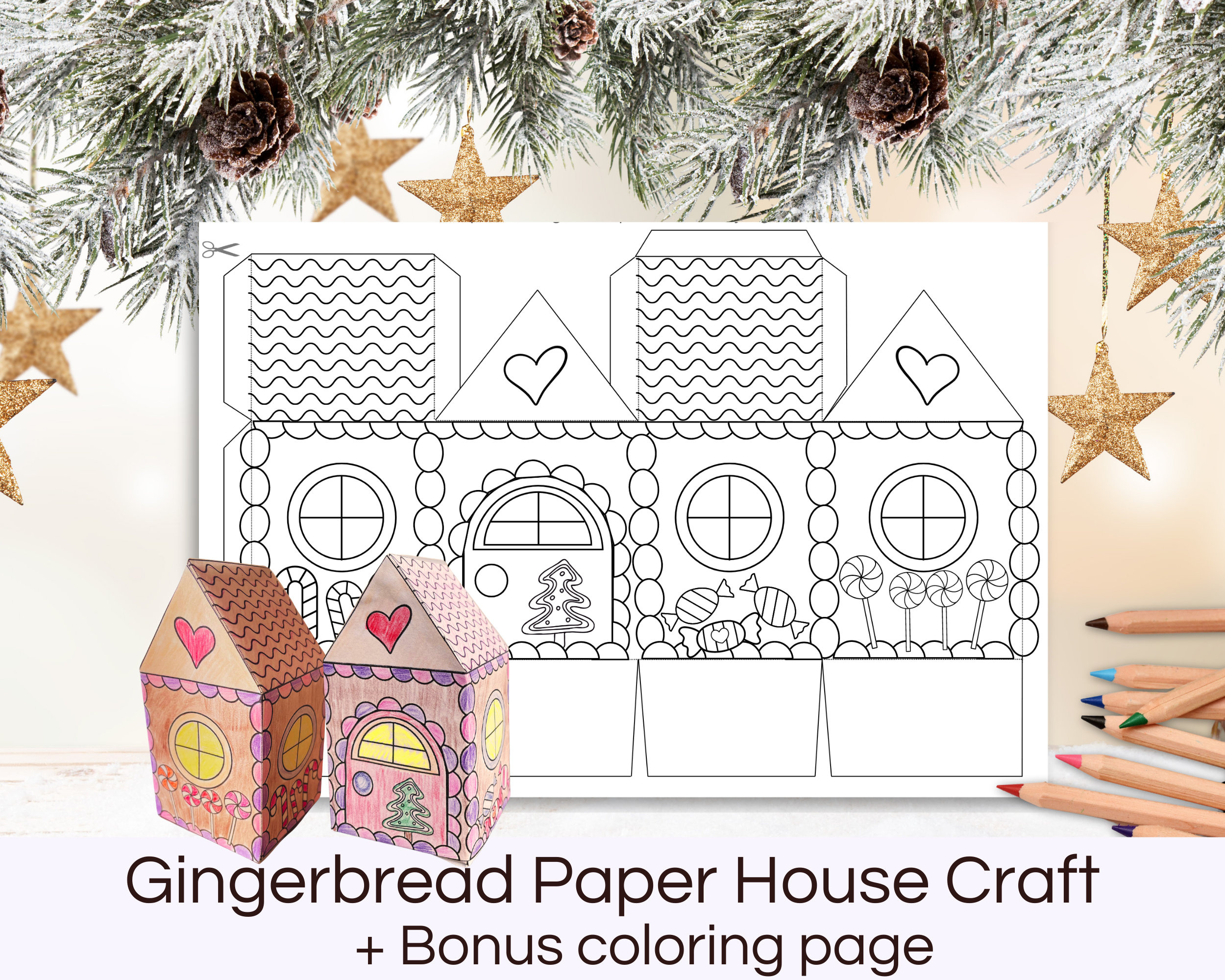 Gingerbread Paper House Template Printable Gingerbread House within Gingerbread House Paper Template