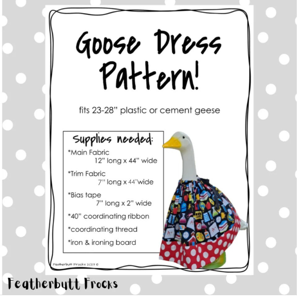Goose Dress Sewing Pattern: Fits 23-28" Lawn Or Cement Goose (Pdf Download) regarding Printable Goose Clothes Patterns