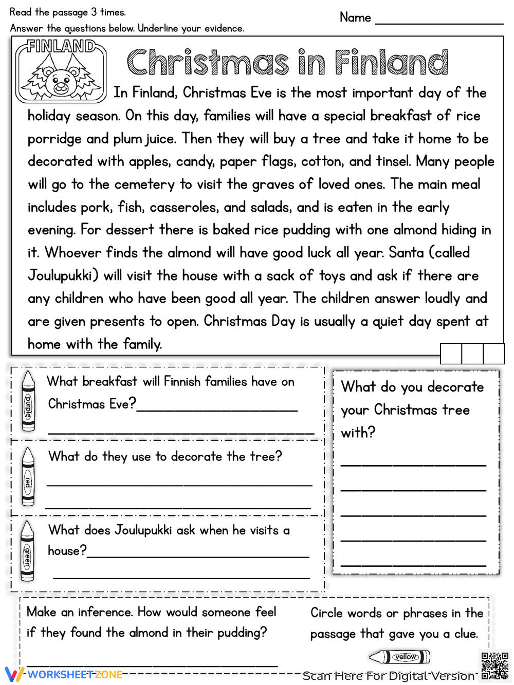 Grade 3 Christmas Comprehension Worksheets Fill In The Blanks in Free Christmas Reading Comprehension Worksheets For 3rd Grade