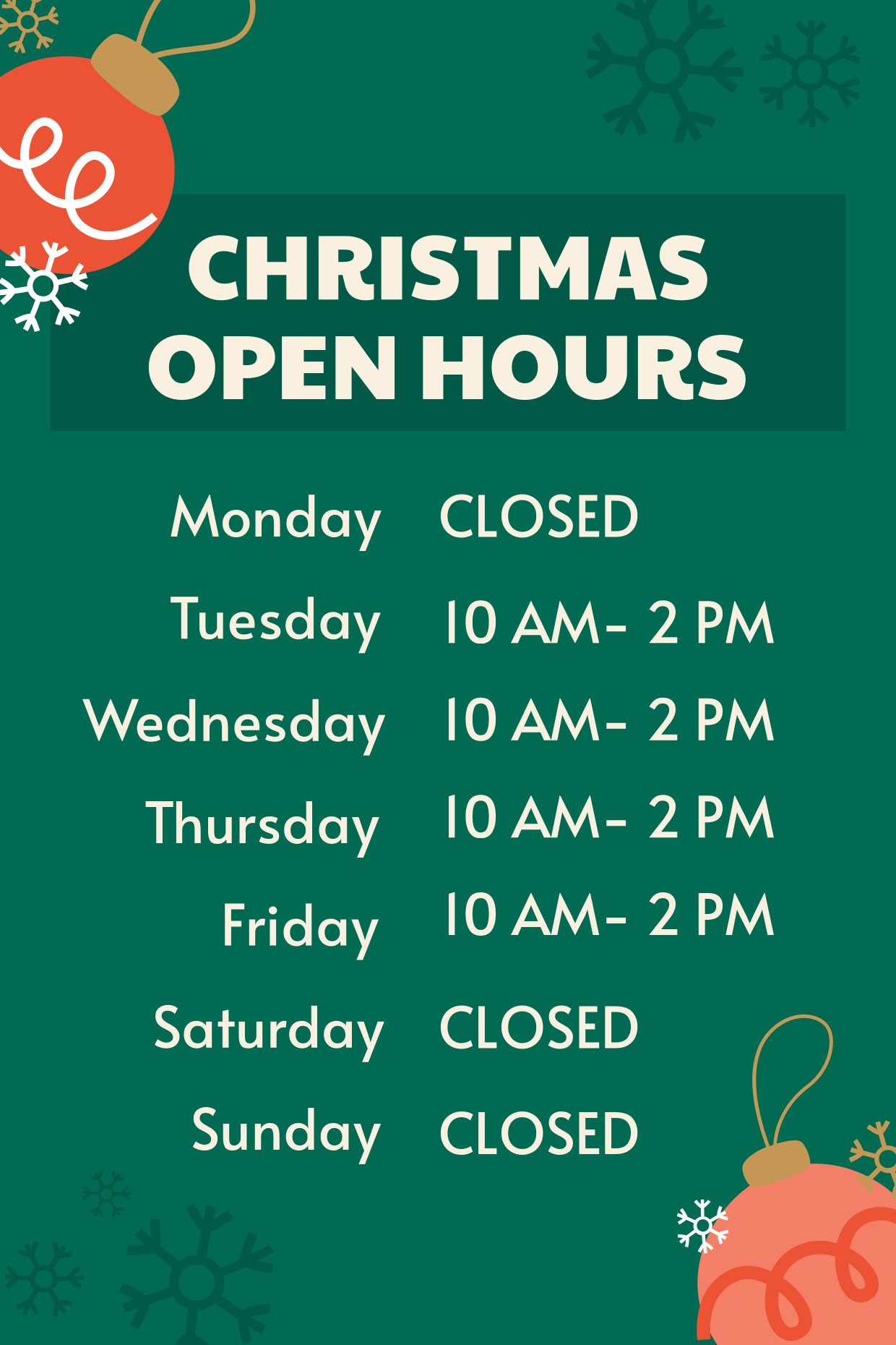 Green Christmas Open Hours Sign Template | Square Signs with regard to Christmas Holiday Hours Template