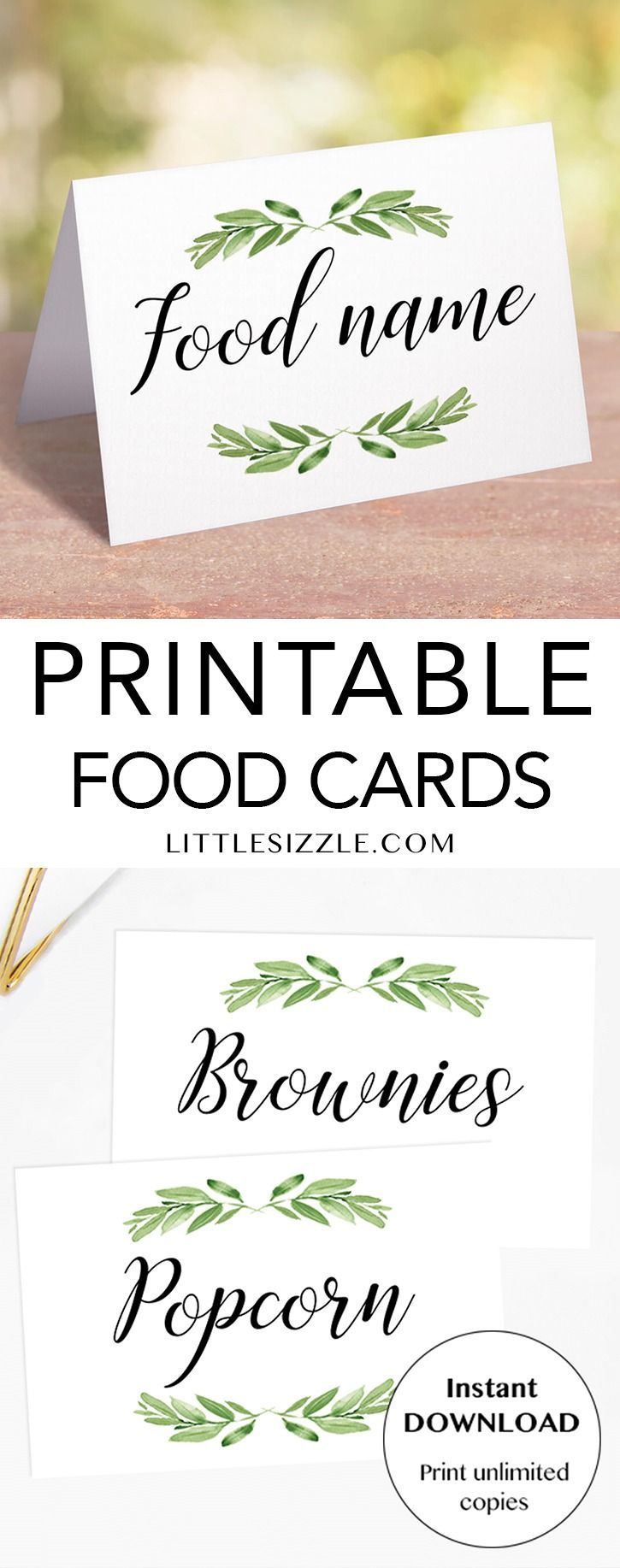Greenery Food Labels Printable | Diy Food Cards Instant Download for Free Printable Buffet Food Tags
