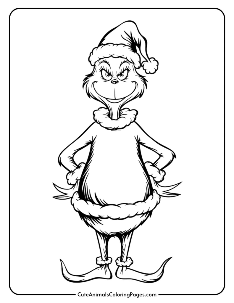 Grinch Coloring Pages (10 Free Printable Pdf Pages) - Cute Animals for Grinch Face Coloring Pages Printable