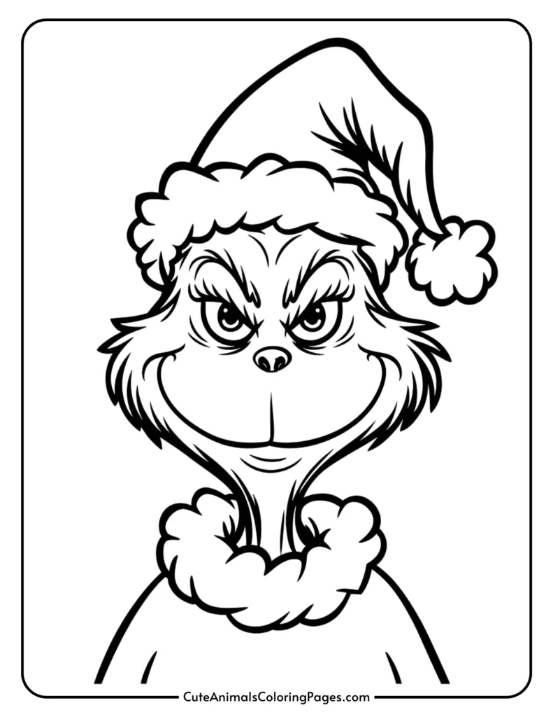 Grinch Coloring Pages (10 Free Printable Pdf Pages) - Cute Animals inside Grinch Face Printable