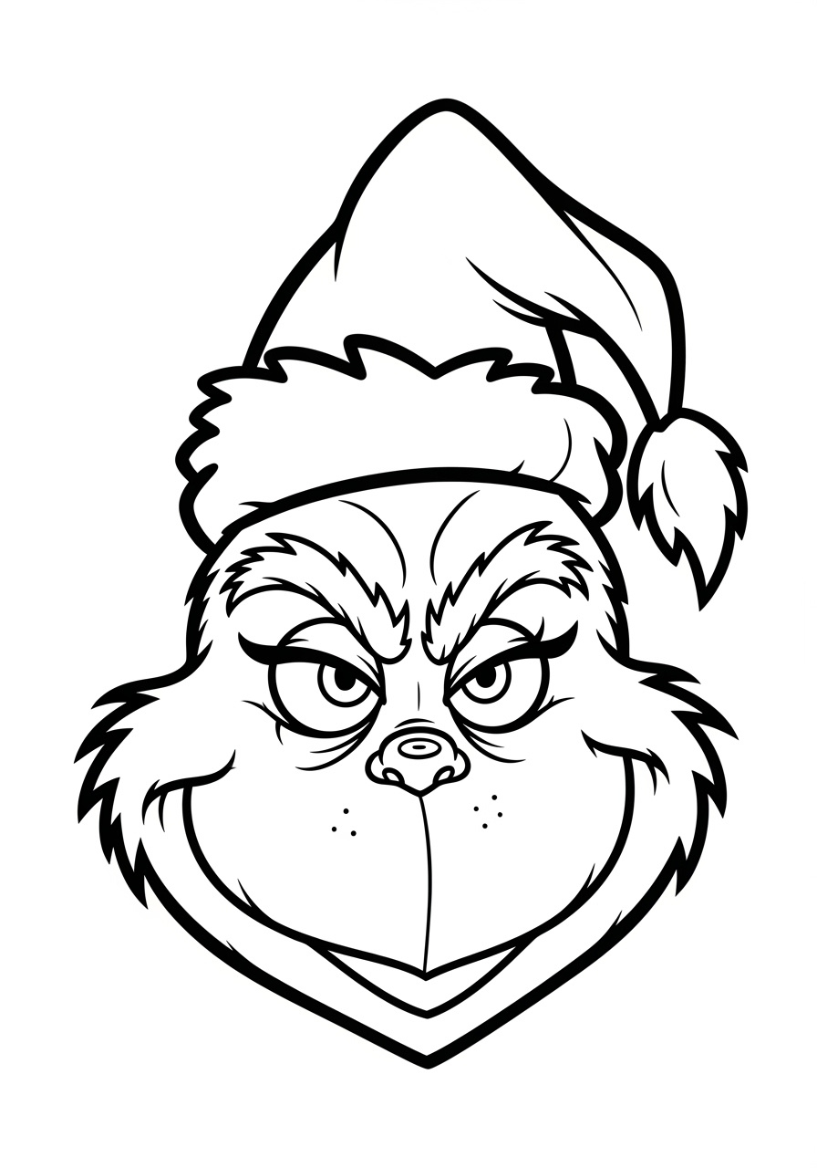 Grinch Face Outline Coloring Page For Kids' Creativity pertaining to Grinch Face Outline Printable