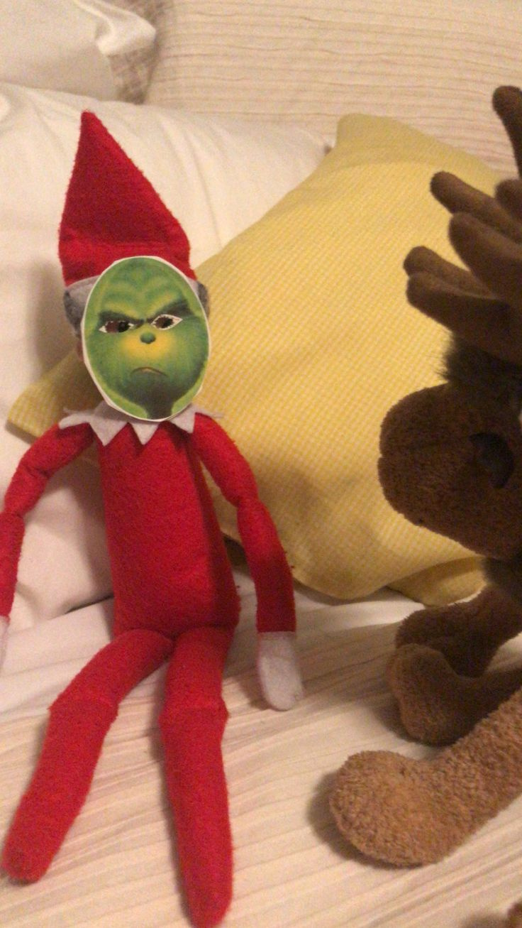 Grinch Mask. Elf Not Scaring His Friend Much. within Printable Grinch Face For Elf on the Shelf