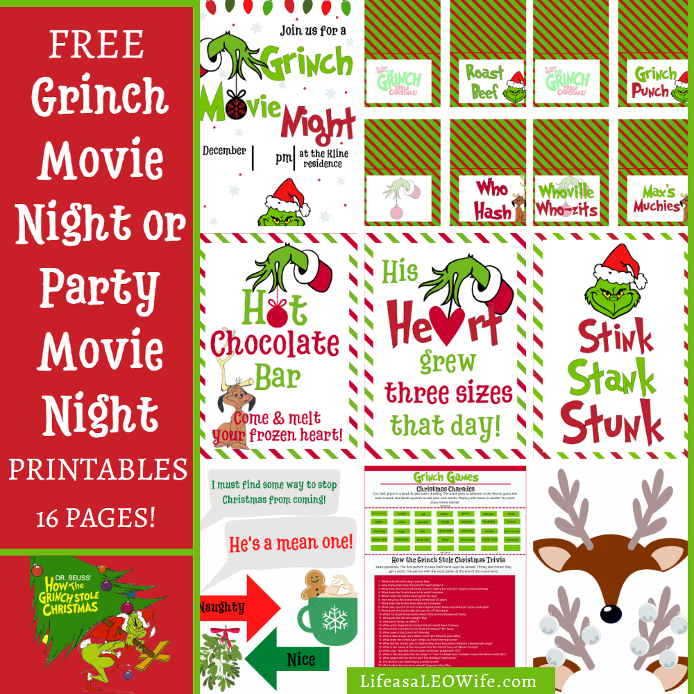 Grinch Movie Night Or Party Printables - Life As A Leo Wife within The Grinch Stole Christmas And Brought It To You Printable