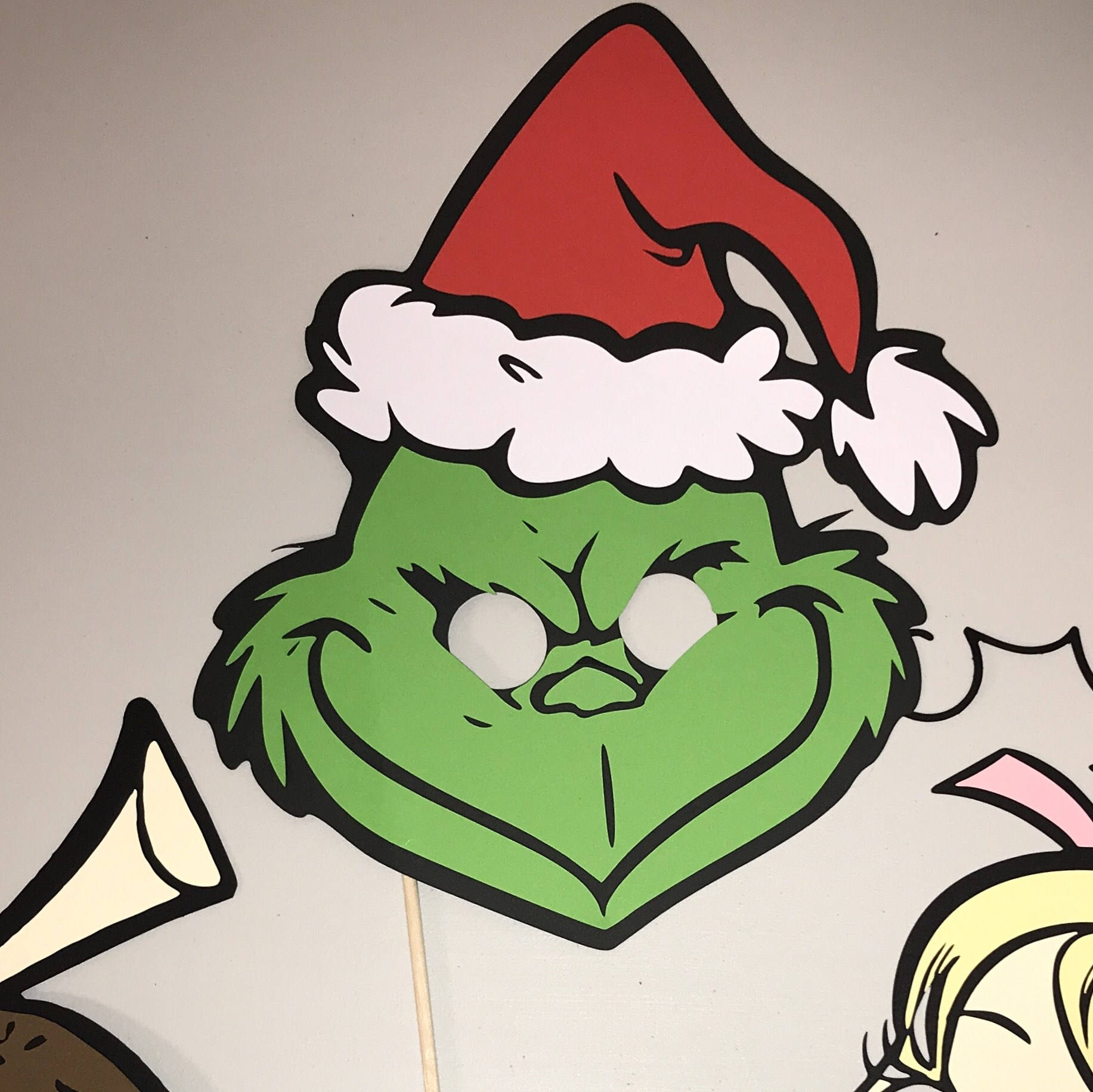 Grinch Photo Booth Prop Paper Mask within Grinch Face Mask Printable