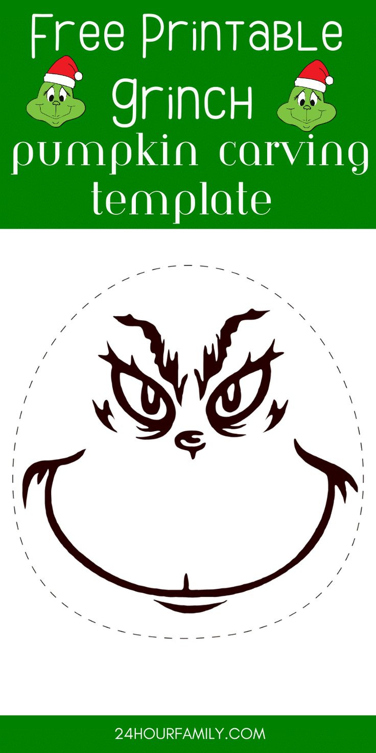 Grinch Pumpkin Carving Template (Free Printable) inside Grinch Face Printable Cut Out