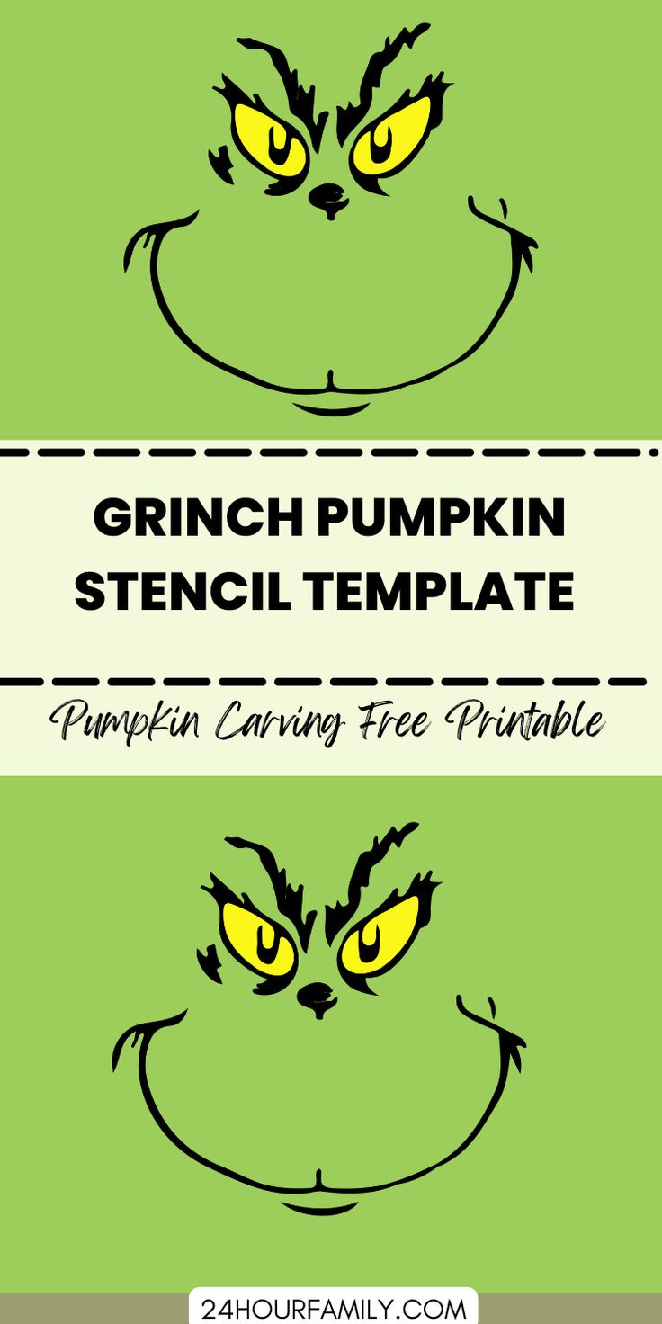 Grinch Pumpkin Carving Template (Free Printable) throughout Free Printable Grinch Face Pattern