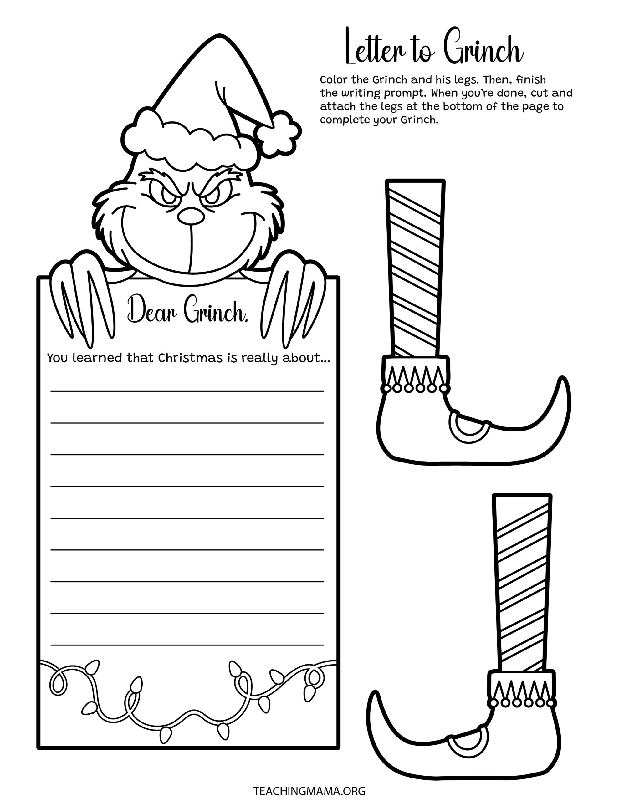 Grinch Writing Activity - Teaching Mama for Christmas Writing Prompts Printable