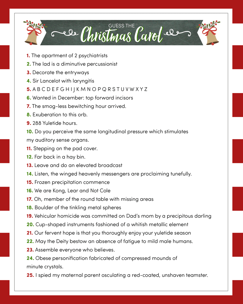Guess The Christmas Carole Game {Free Printable} | Lil&amp;#039; Luna pertaining to Christmas Carol Printable Game