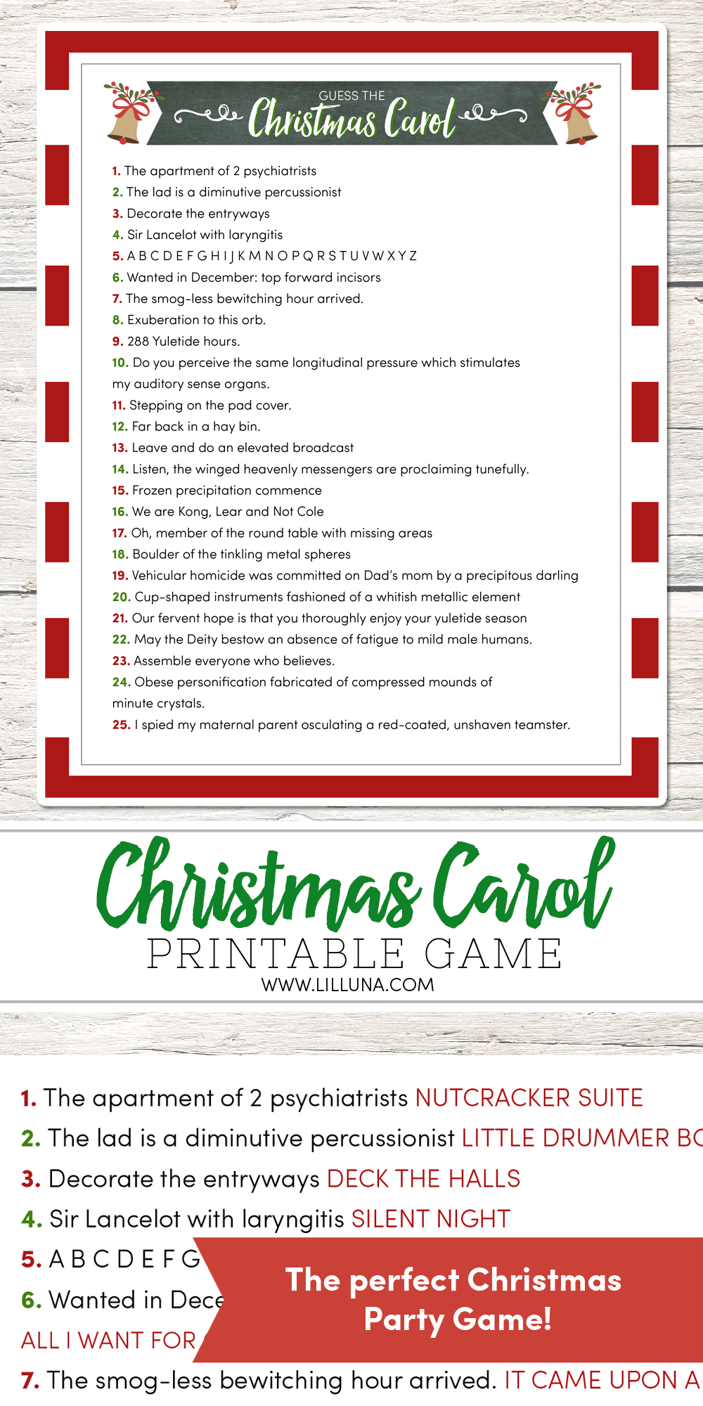 Guess The Christmas Carole Game {Free Printable} | Lil&amp;#039; Luna pertaining to Christmas Carol Word Games Printable