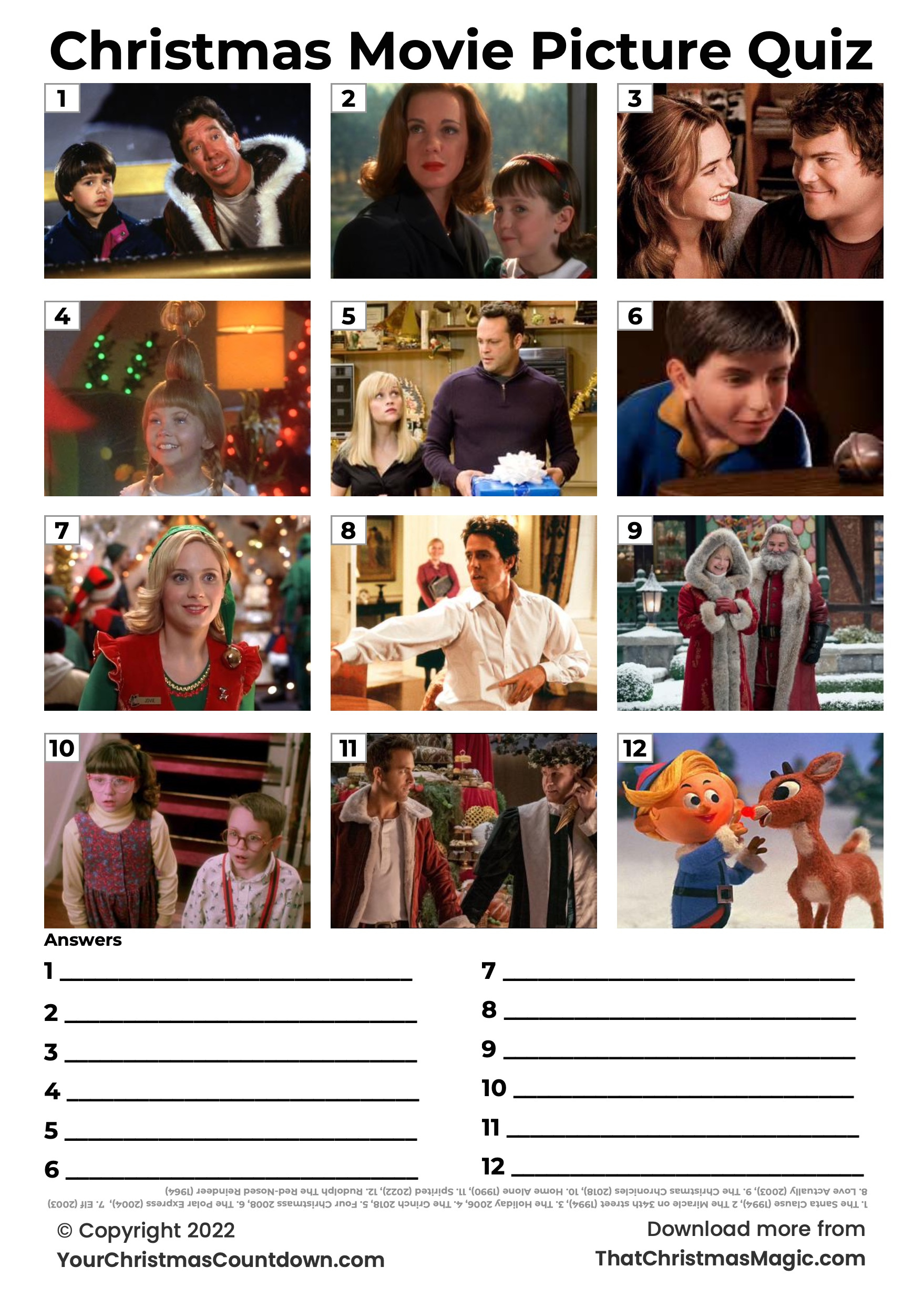 Guess The Christmas Movie Picture Quiz With Answers Quiz With intended for Christmas Picture Quiz with Answers Printable