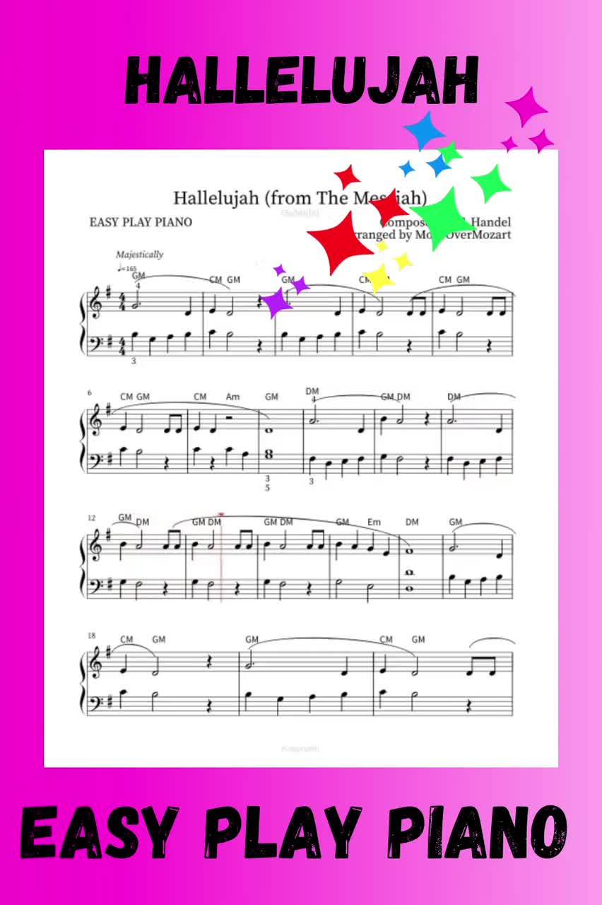 Hallelujah, Christmas Sheet Music, Holiday Music, Piano Sheet Music, Xmas Music, Printable Pdf, Instant Download regarding Free Printable Christmas Hallelujah Sheet Music