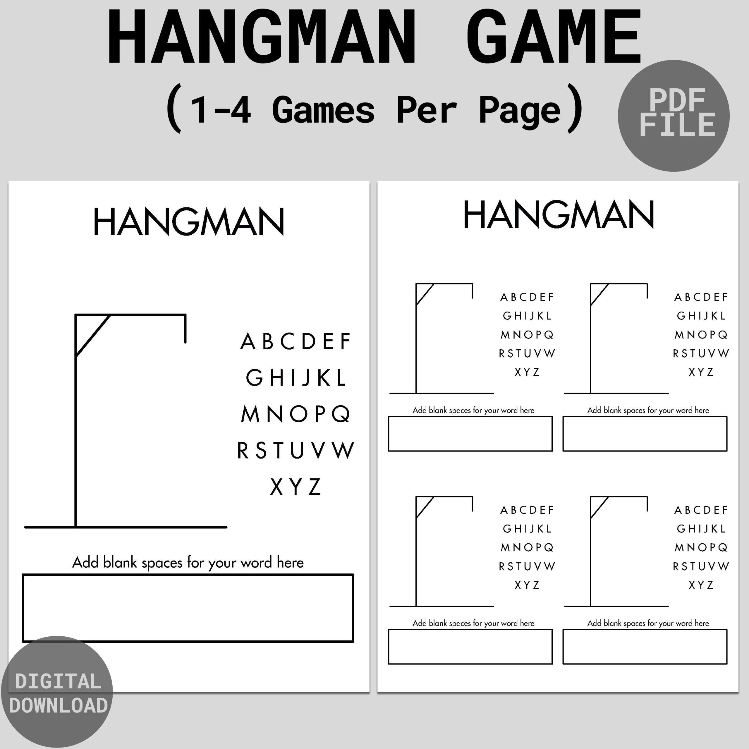 Hangman Printable - Etsy within Free Printable Hangman Game