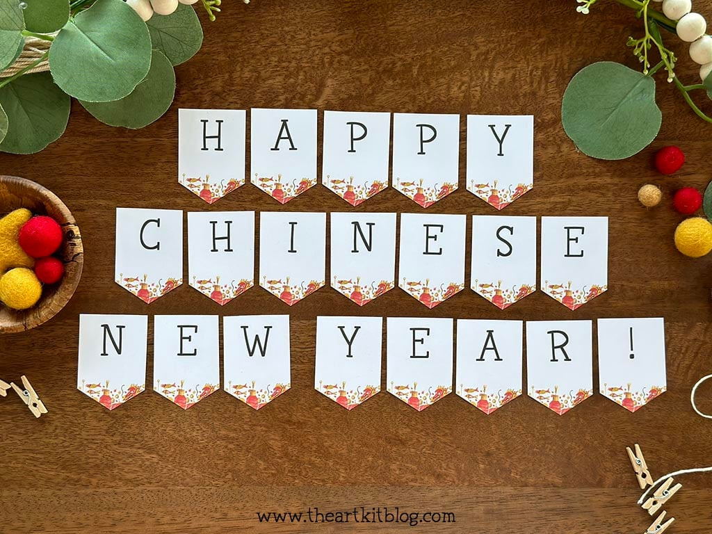 Happy Chinese New Year Banner {Free Printable!} - The Art Kit in Printable Chinese New Year Banners