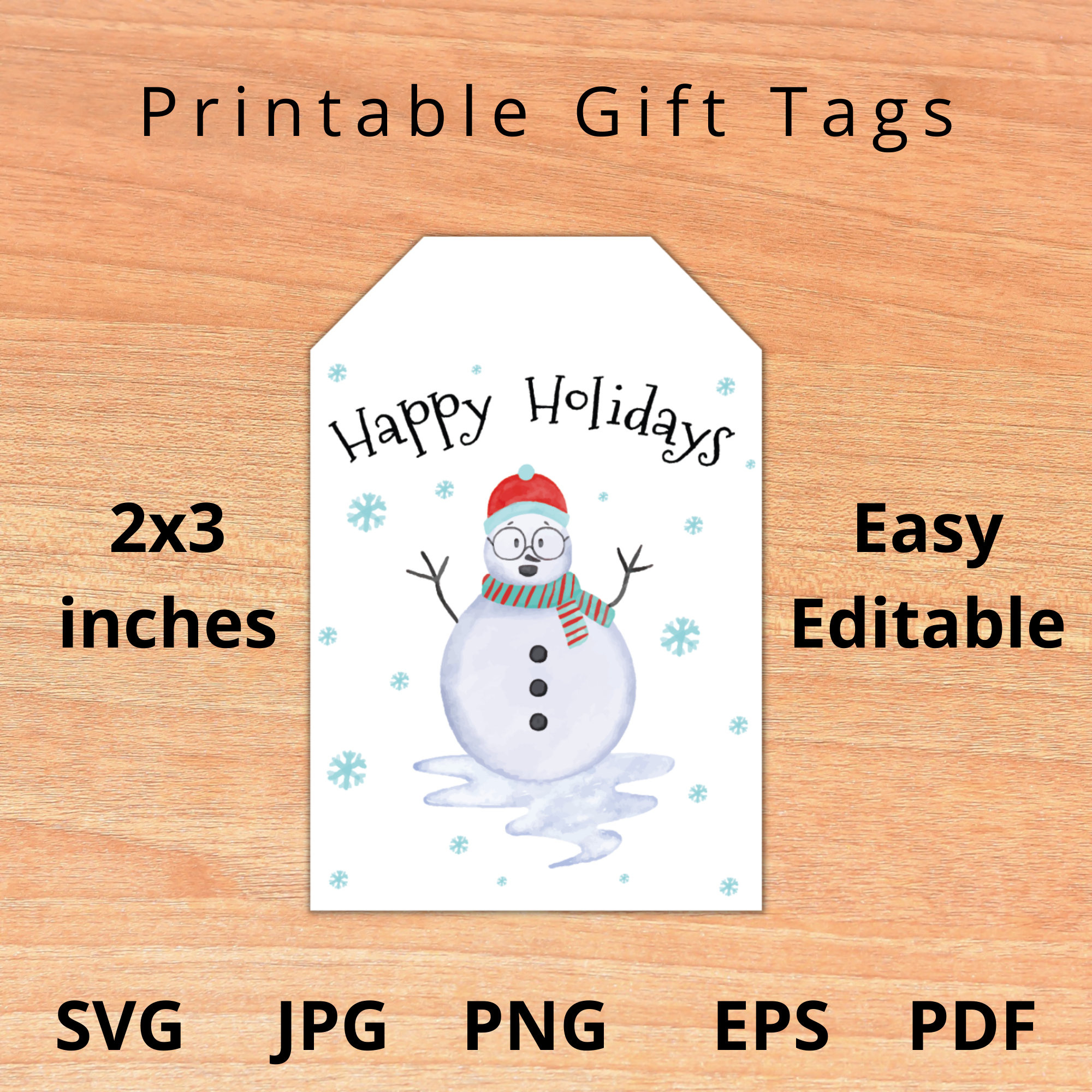 Happy Holiday Tags Printable, Christmas Gift Tags, Snowman Tags within Printable Snowman Gift Tags