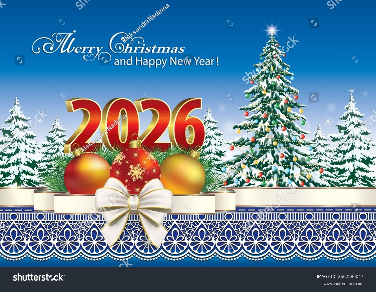 Happy New Year 2026 Festive Banner Stock Vector (Royalty Free regarding Happy New Year 2026 Banner Printable Free Download