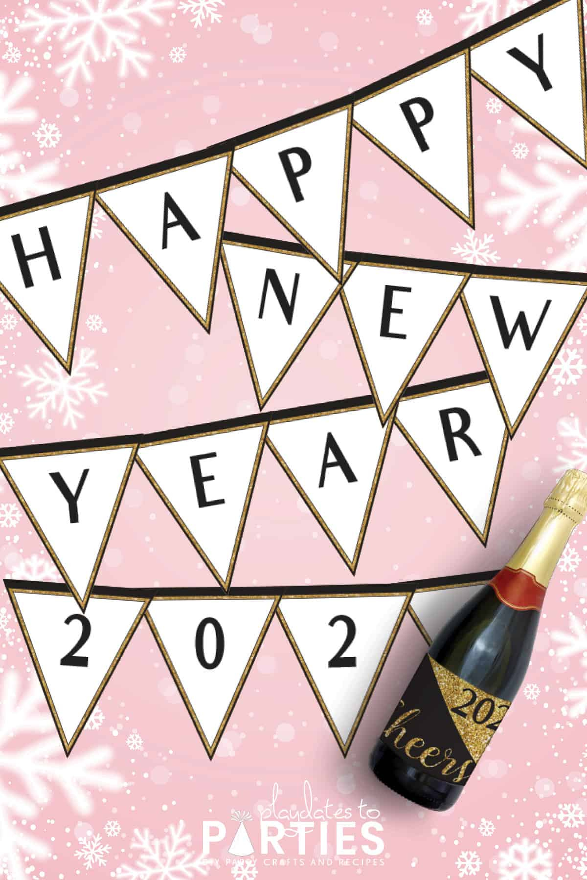 Happy New Year Banner Printable For 2025 (Plus Matching Wine throughout Free Printable New Years Eve Banner