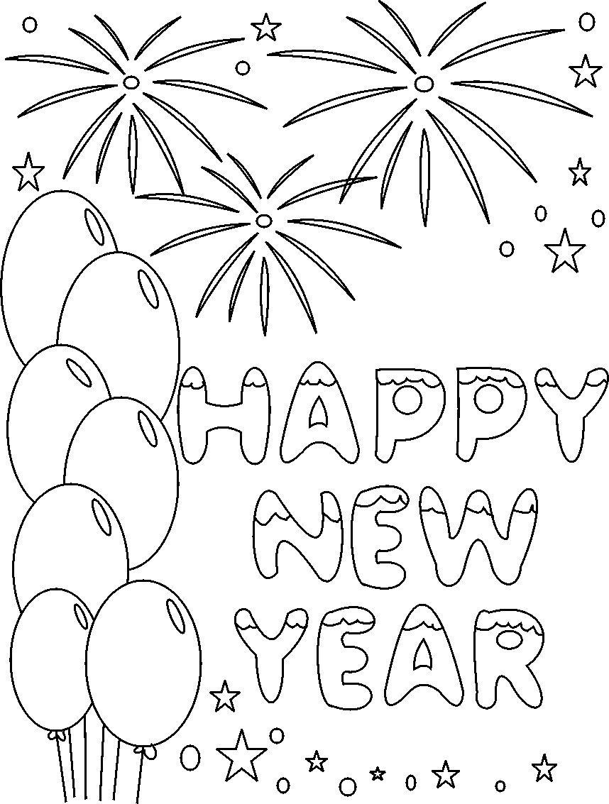 Happy New Year Coloring Printable Pages regarding New Years Coloring Sheets Printable