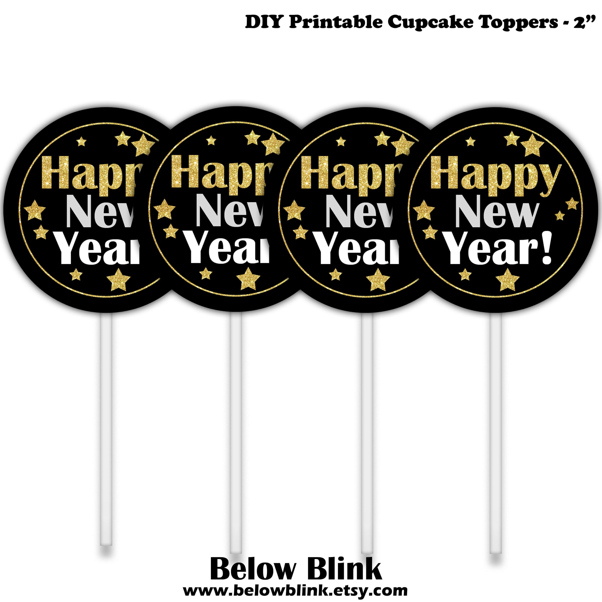 Happy New Year Cupcake Toppers, Druckbare Cupcake Toppers pertaining to Happy New Year Cupcake Toppers Printable