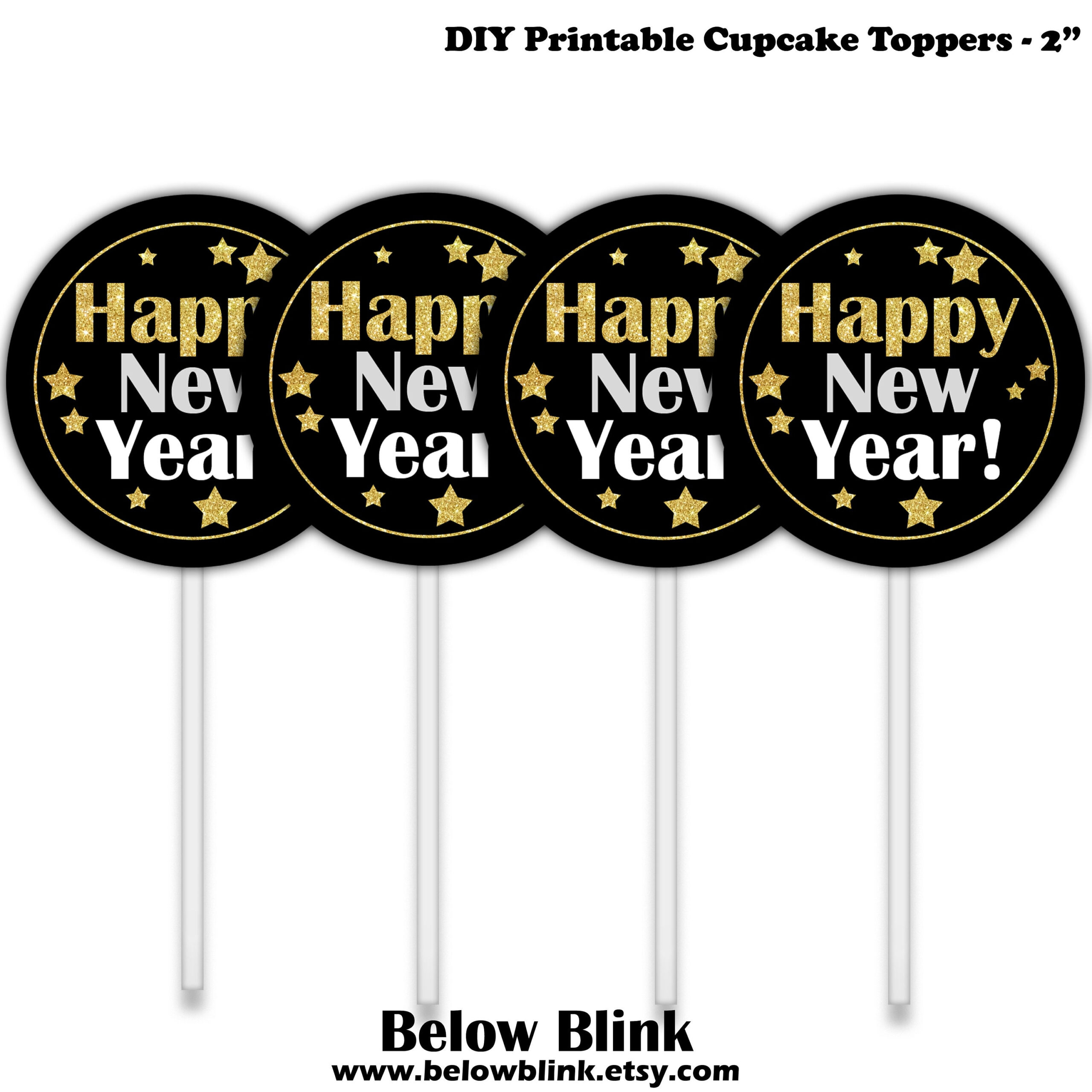 Happy New Year Cupcake Toppers, Druckbare Cupcake Toppers within New Year Cake Topper Printable
