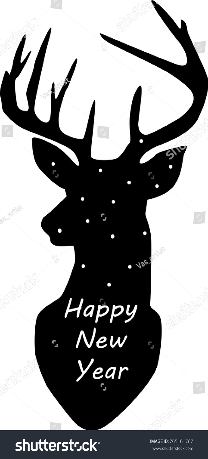 Happy New Year Deer Head Silhouette Stock Vector (Royalty Free throughout Happy New Year Stencil Printable