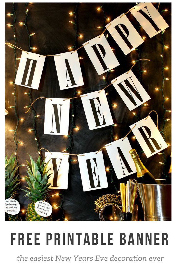 Happy New Year Free Printable Banner - Uncommon Designs inside Free Printable New Years Eve Decorations