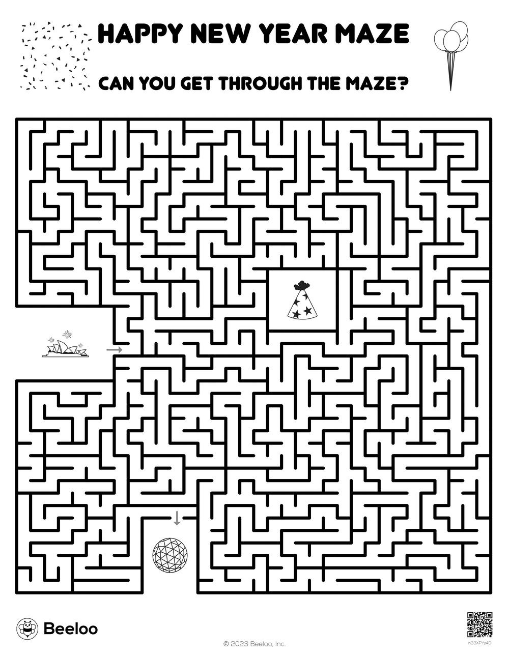Happy New Year Maze • Beeloo Printable Crafts And Activities For Kids with New Year Maze Printable