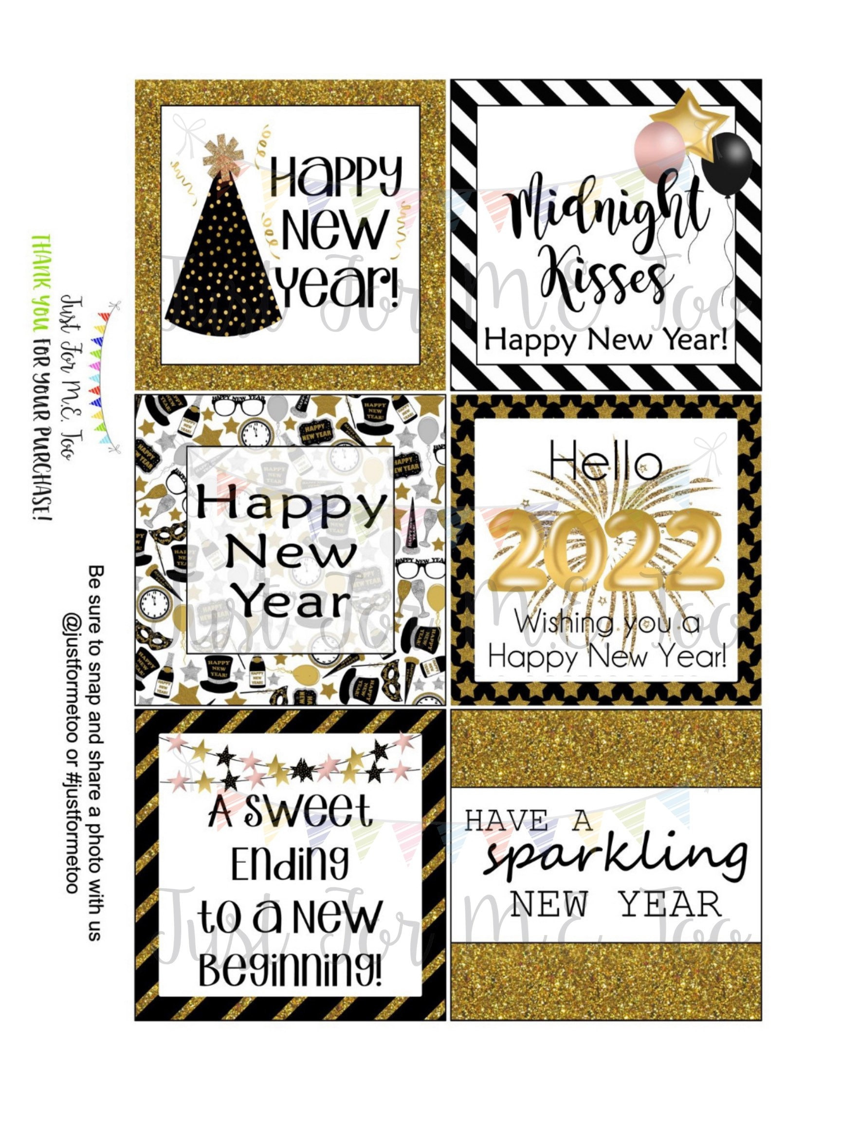 Happy New Year Printable Tag, Instant Download, Gift Tag, 2022 regarding Happy New Year Gift Tag Printable