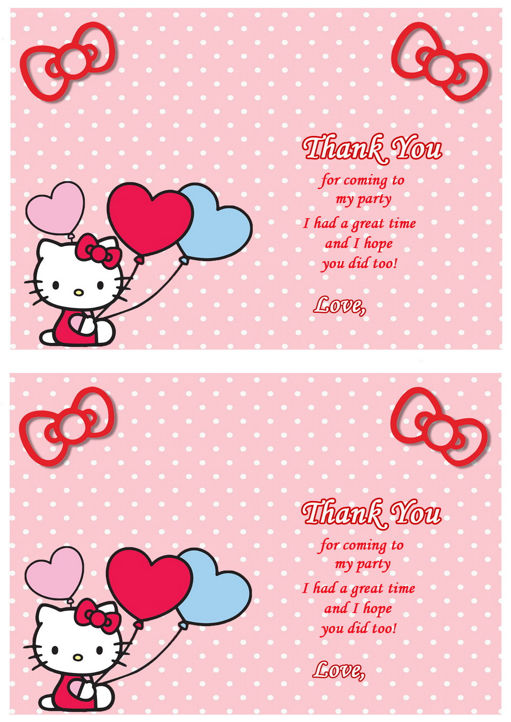 Hello Kitty Thank You Cards - Birthday Printable - Worksheets Library for Hello Kitty Thank You Cards Printable Free