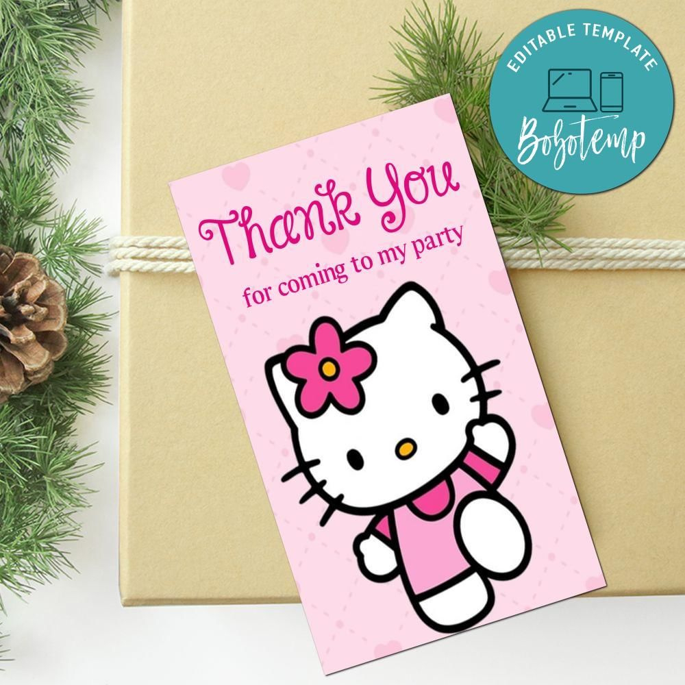 Hello Kitty Thank You Tag Customizable Template | Bobotemp with regard to Hello Kitty Thank You Cards Printable Free
