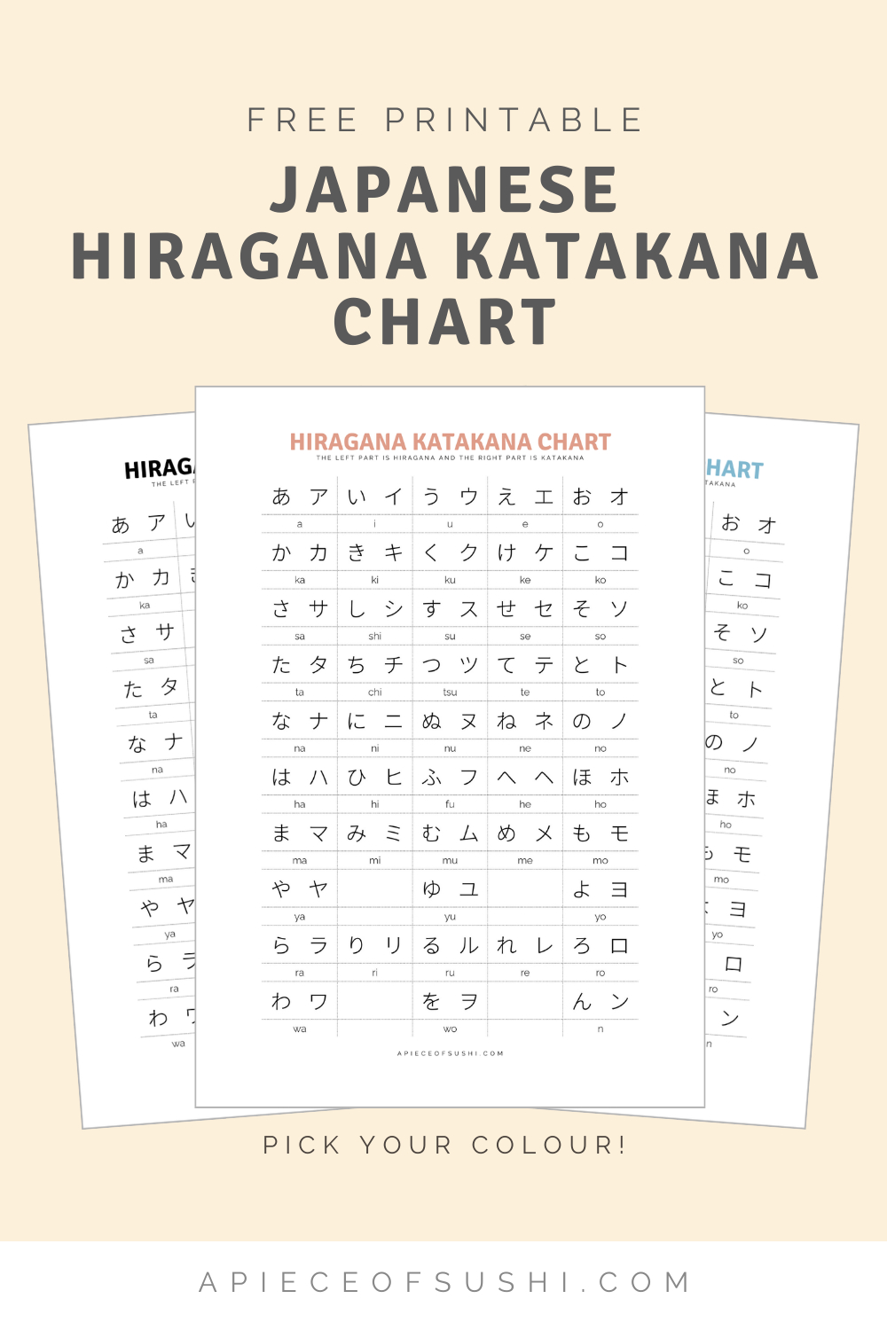 Hiragana + Katakana Chart + Free Download + Printable Pdf With 3 pertaining to Hiragana Katakana Chart Printable