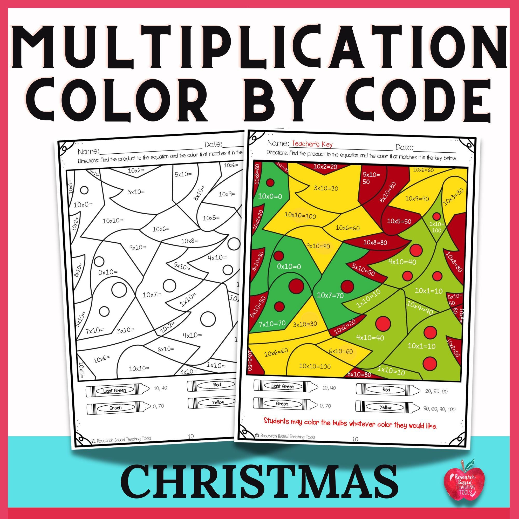 Holiday Christmas Multiplication Color-By-Number Worksheets with Christmas Multiplication Color by Number Printable Worksheets