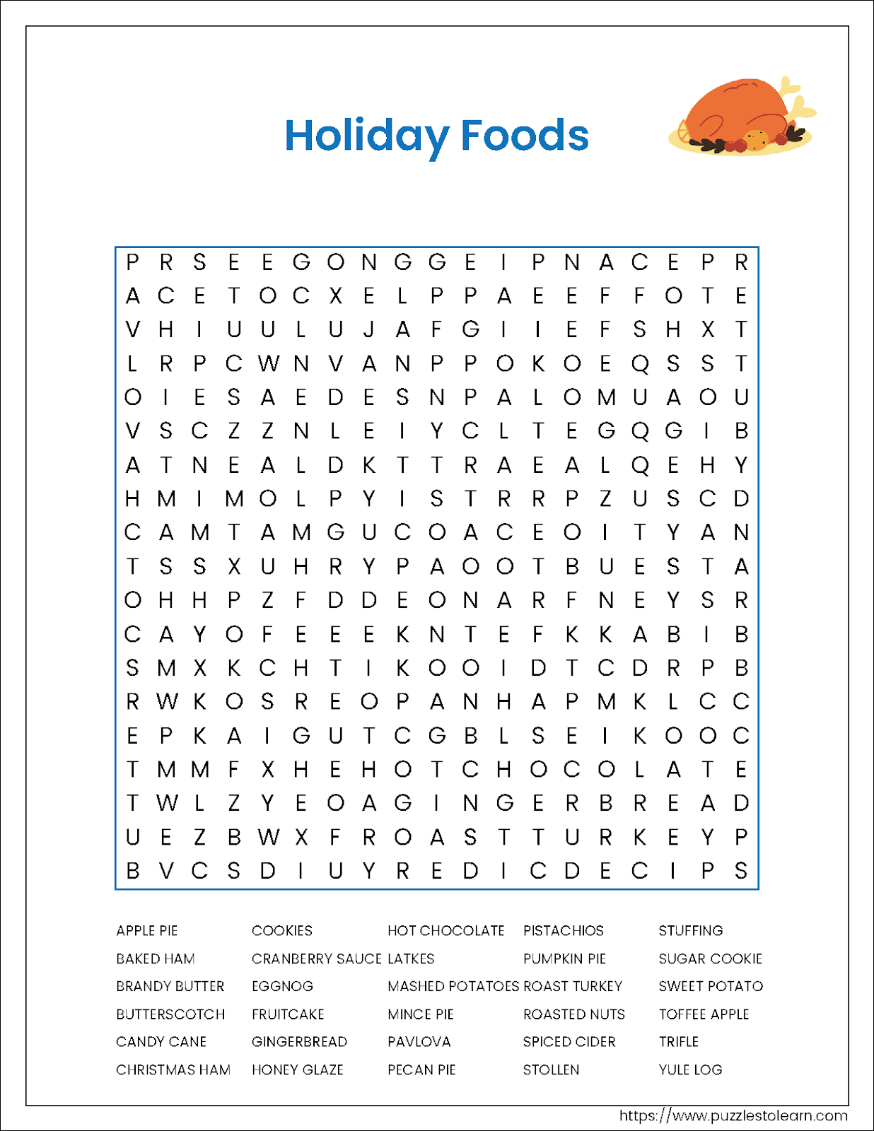 Holiday Foods regarding Christmas Food Word Search Printable